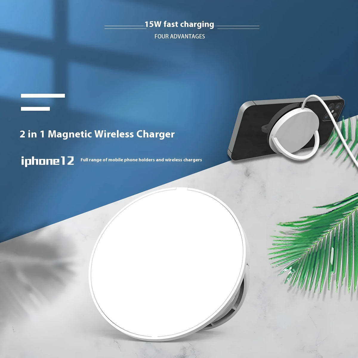 15W magnetic wireless charger in four colours for iPhone with Type-C port