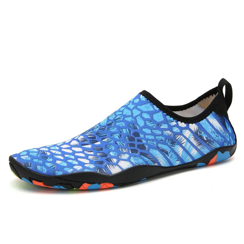 Beach wading shoes with elastic Lycra uppers and EVA foam midsoles in multiple colour options