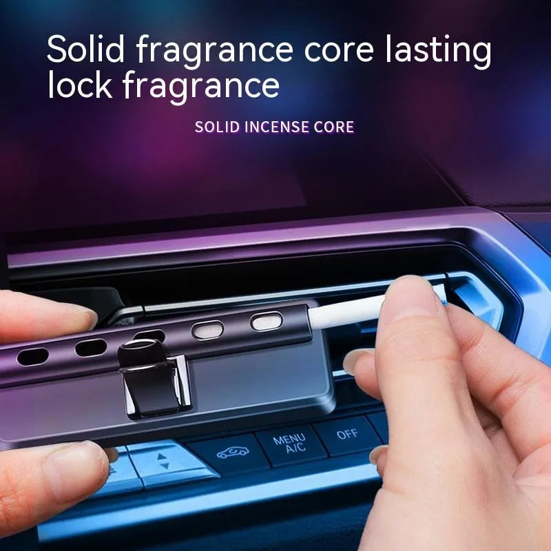 Black automobile aromatherapy ambient light for car air outlet with LED illumination and fragrance sticks