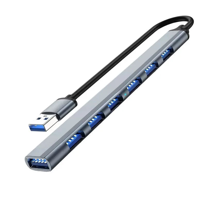 Blue 7-in-1 Type-C USB hub docking station with 0.1m cable for notebook computer expansion