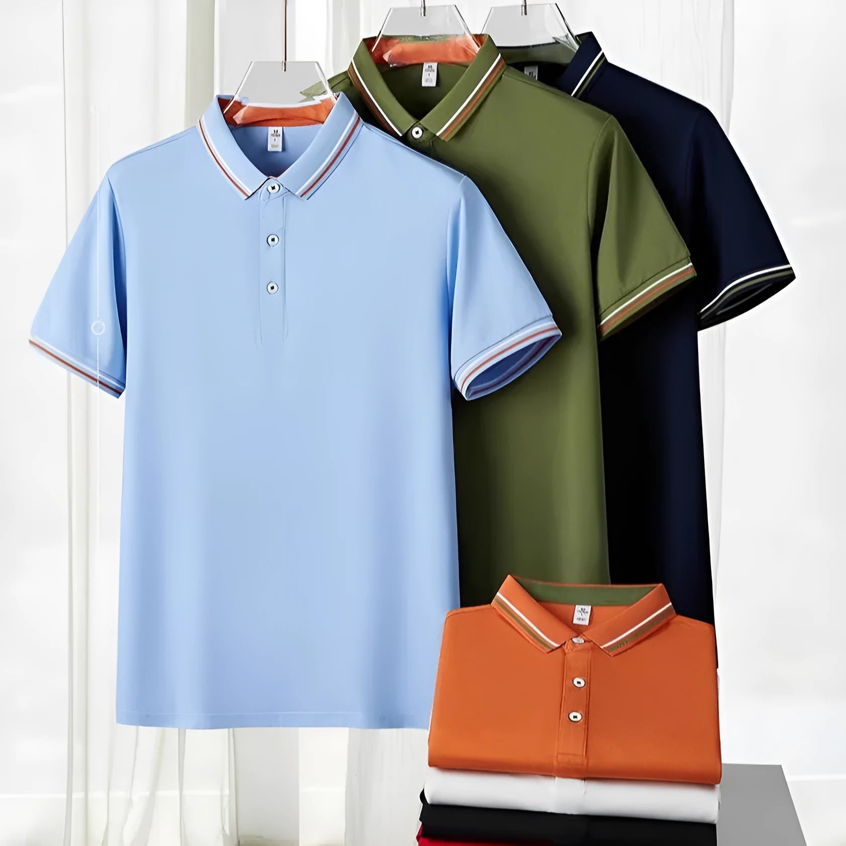 Cotton blend polo workwear shirt with structured collar and short sleeves in multiple colour options