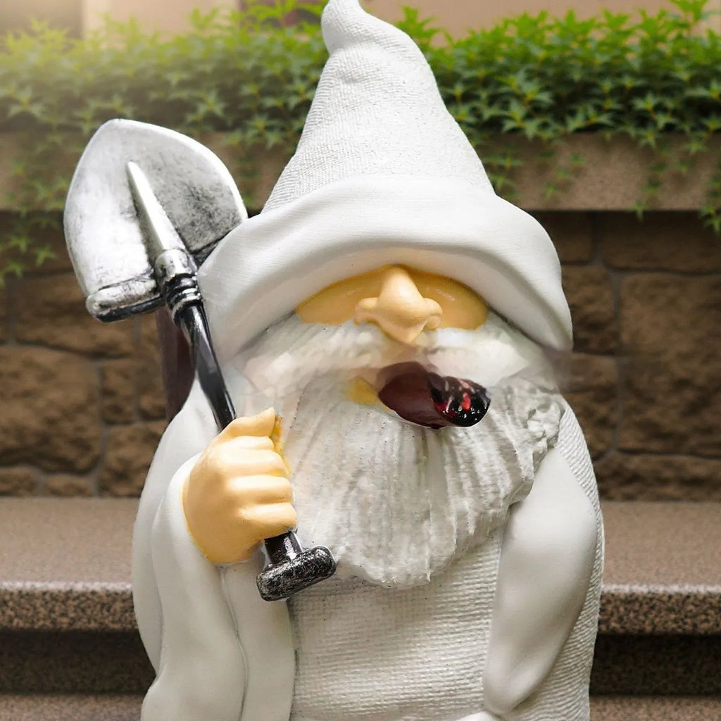Smoking Shovel Dwarf Christmas resin ornament with plastic shovel for garden or indoor holiday decoration
