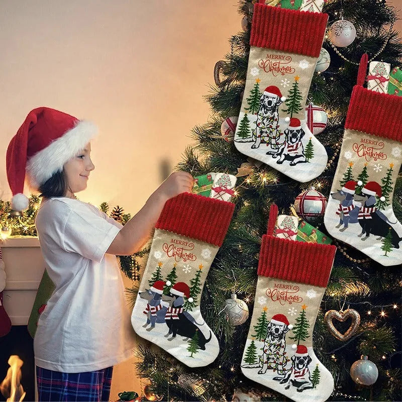 Pet themed cloth Christmas tree pendant ornament with cat and dog designs in pastoral style