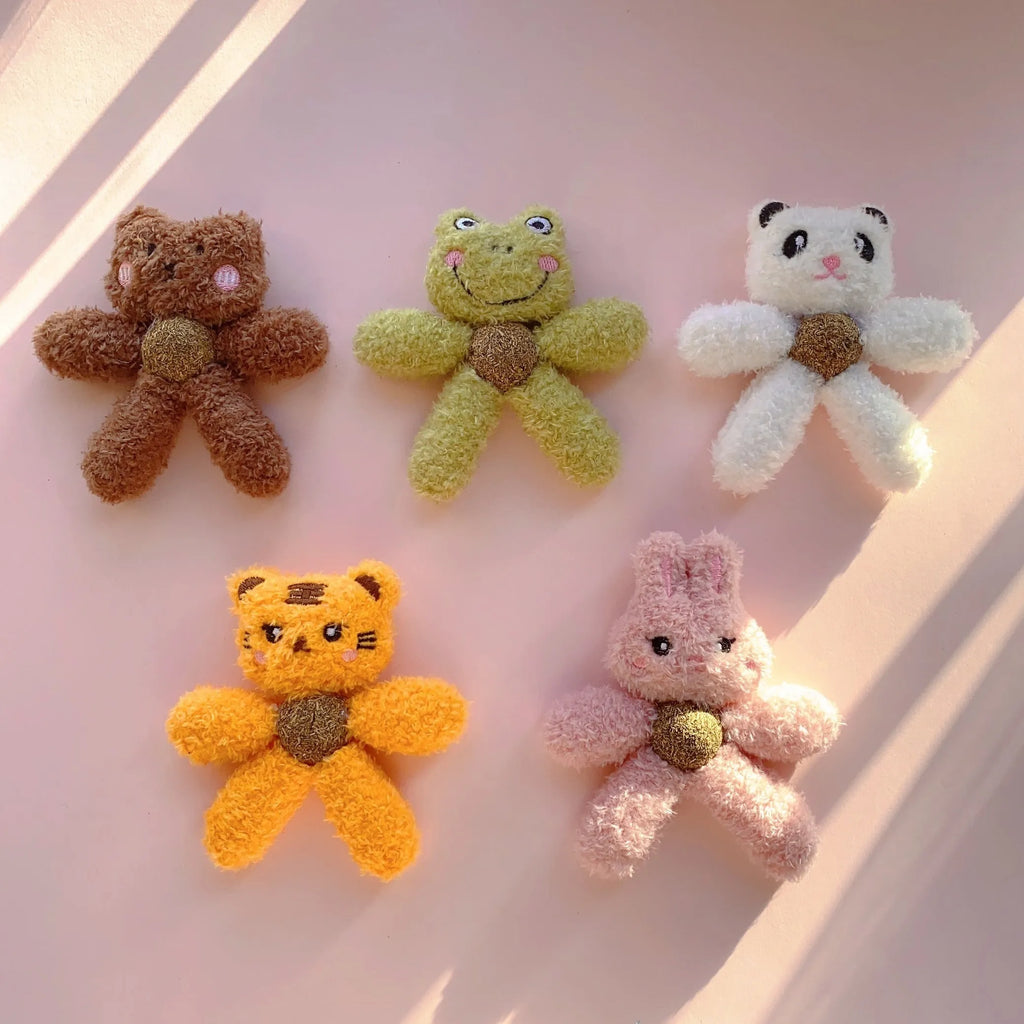 Indoor catnip ball chewing toy in character shapes with edible catnip and cat grass filling