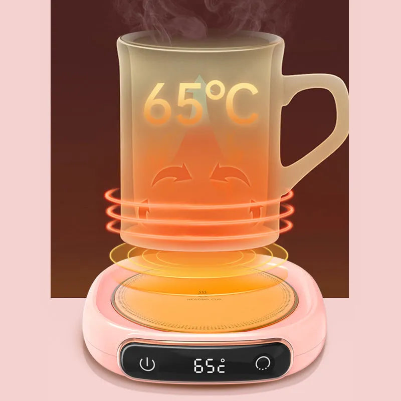 White USB-powered desktop mug warmer coaster for keeping coffee hot