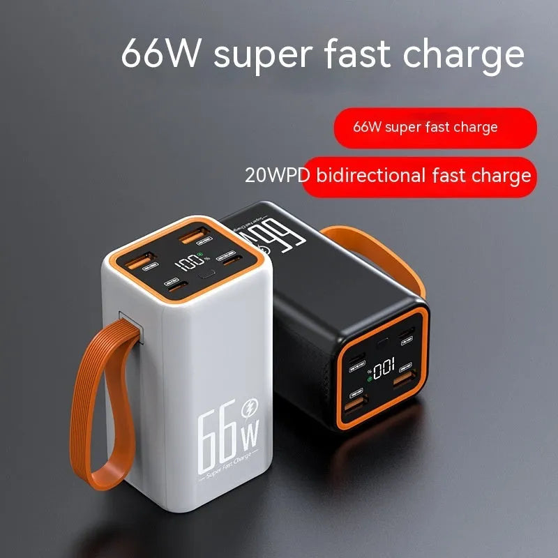 Black and white PD66W fast charge 20000 mAh creative design power bank.