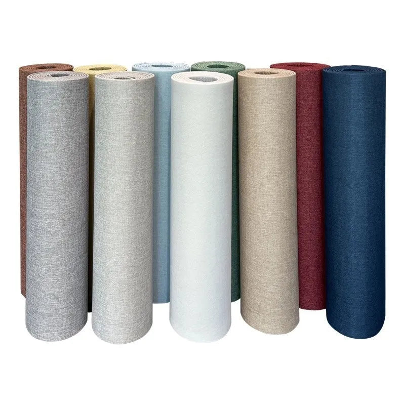 Linen self-adhesive waterproof seamless wall cloth in beige colour for whole house modern minimalist decoration