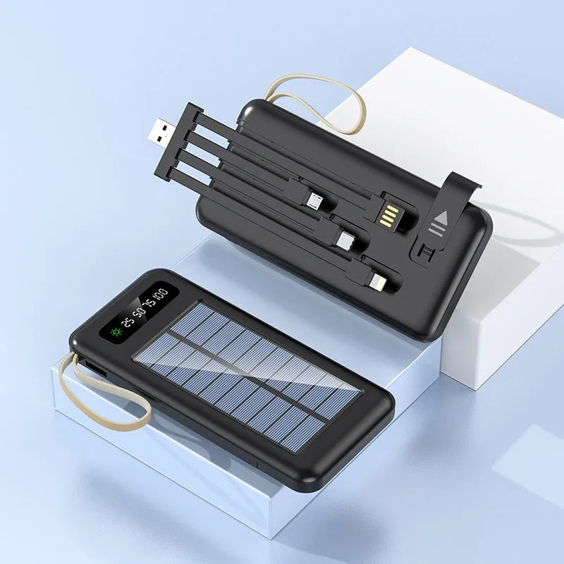 Solar power bank in black or white with 20000mA/30000mA capacity and polymer lithium ion battery