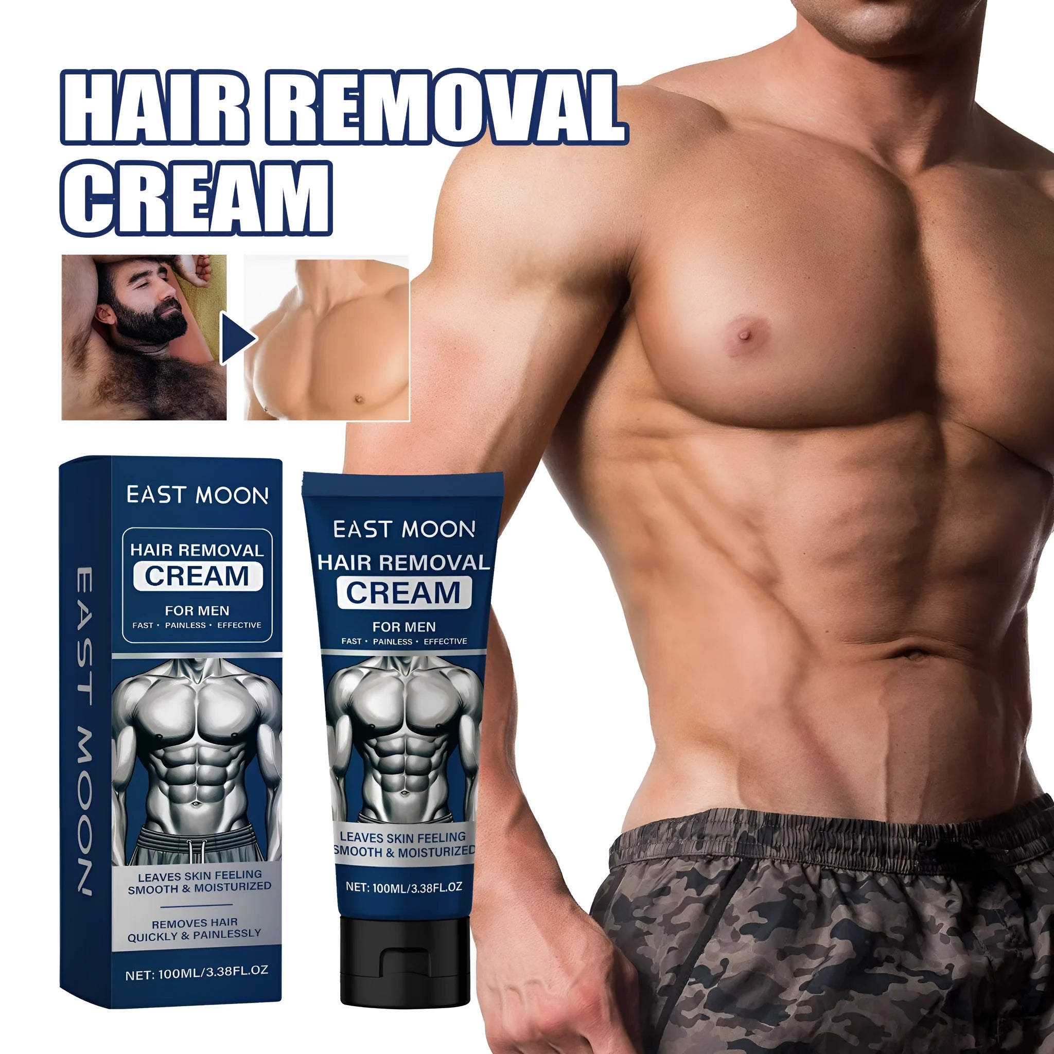 100ml tube of men's hair removal cream for beard, armpit, hand and leg depilation