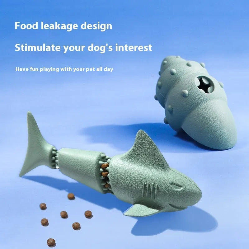 Rubber deep sea shark dog toy in conch blue colour for food leakage prevention
