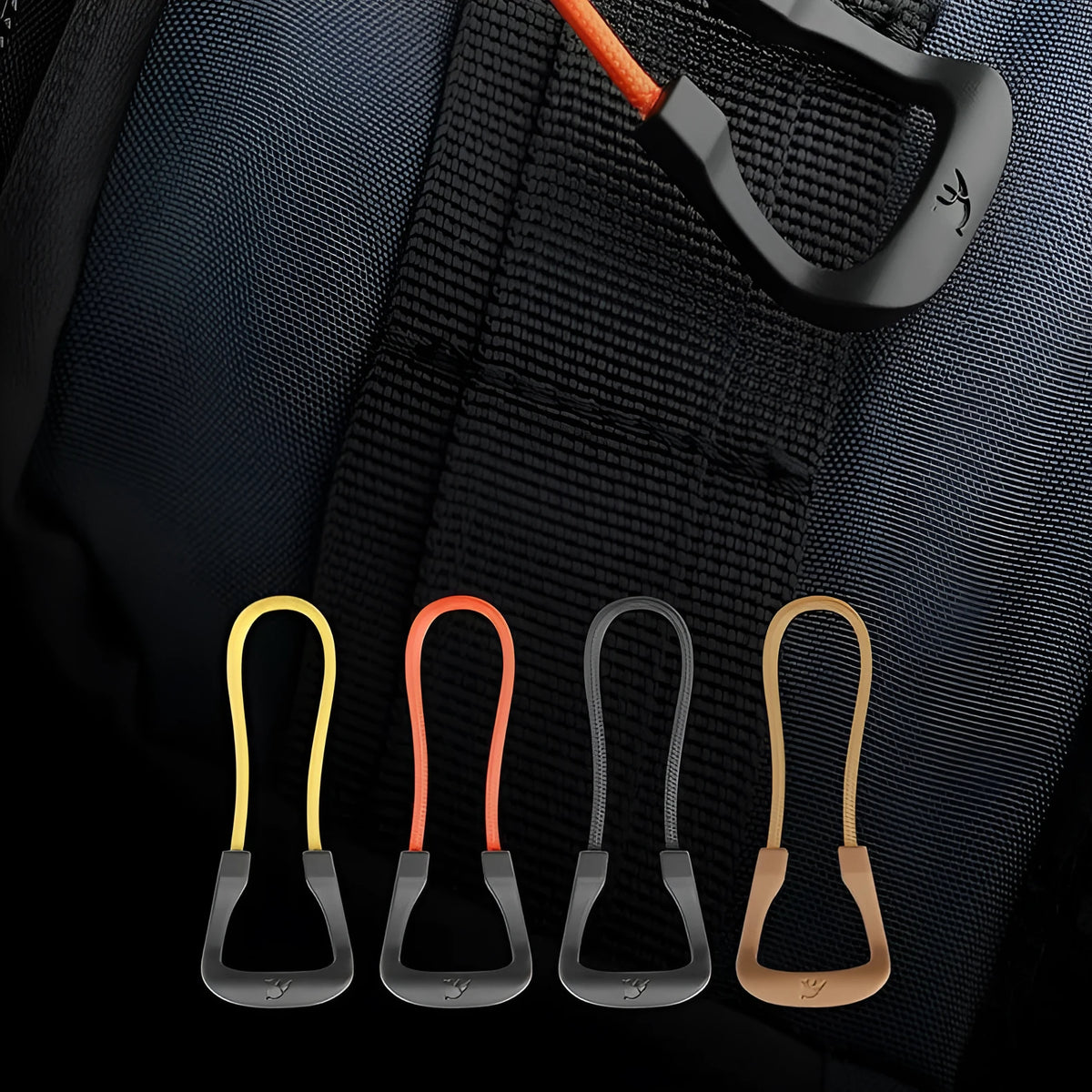 Polyester drawstring ring pull tail rope, 2.8 x 7.5 cm, for zip replacement on jackets and bags.
