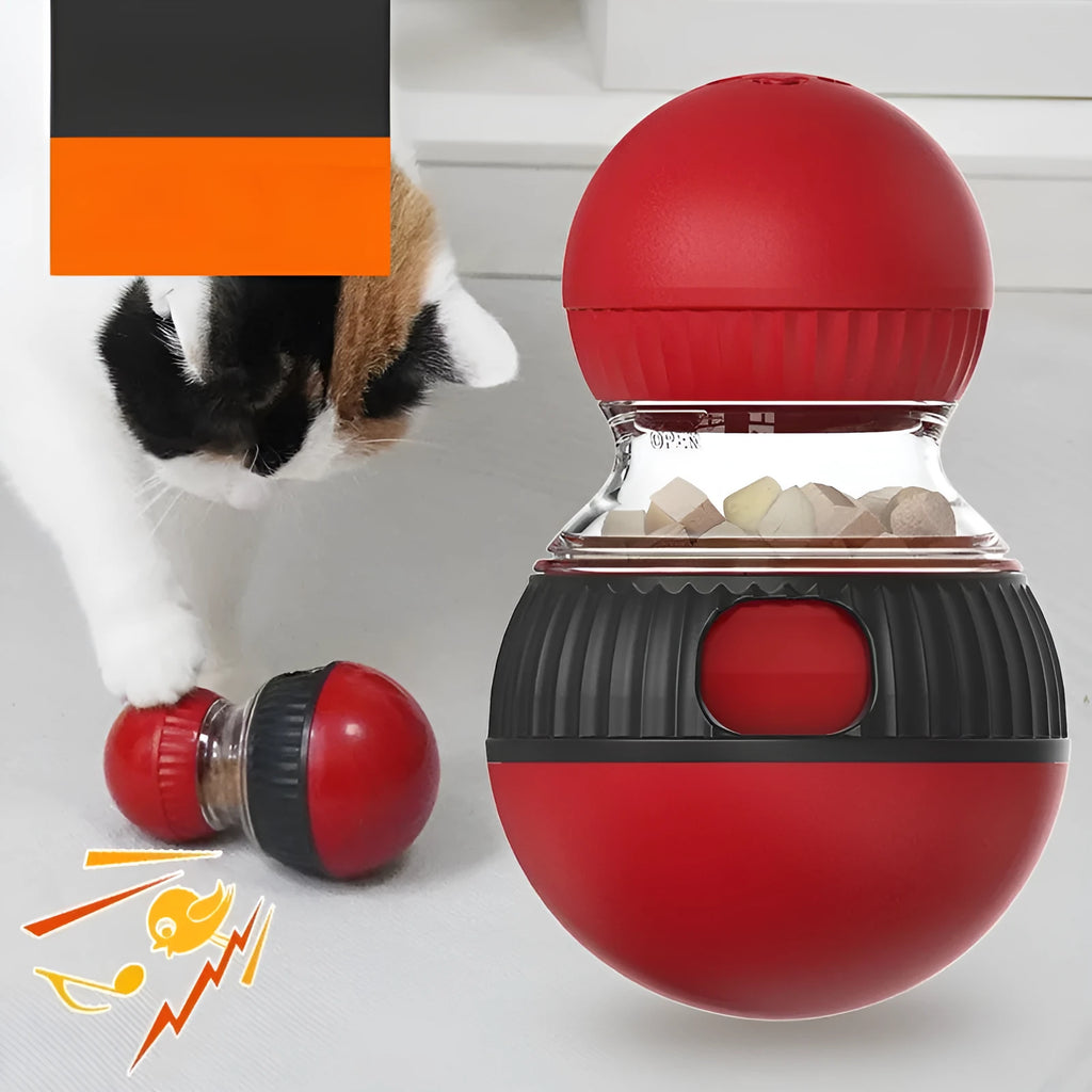 Plastic rotating cat toy ball with super ball design and sound effects
