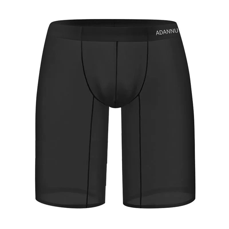 Men's seamless mesh shorts in knitted nylon fabric, black colour with hip-lifting design