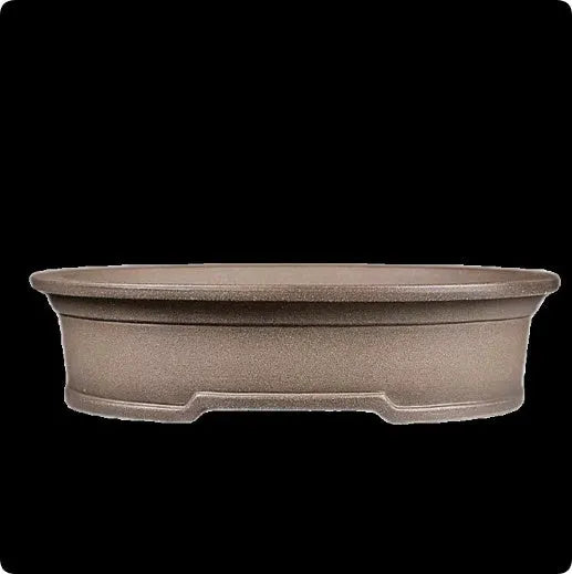 Handmade antique oval purple sand clay bonsai pot for succulents, 25x21x6.3 cm.