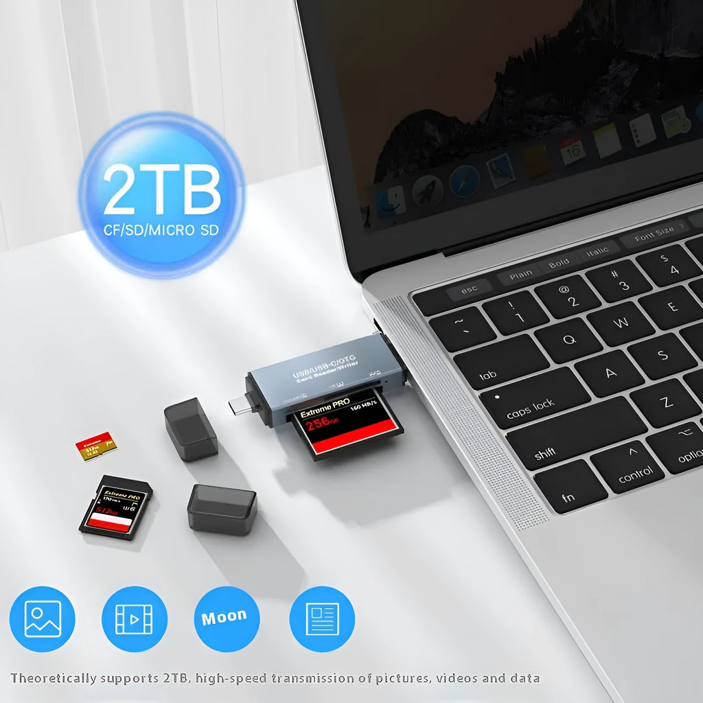 Aluminium alloy CF SD TF three-in-one memory card reader with USB 2.0 interface