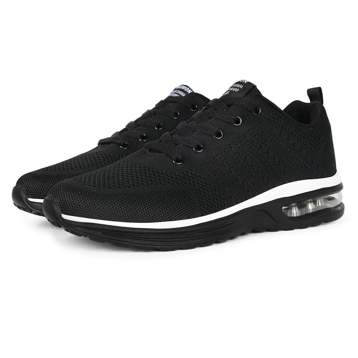 Casual Flyknit running shoes in a colour option, showing mesh upper and round toe design.
