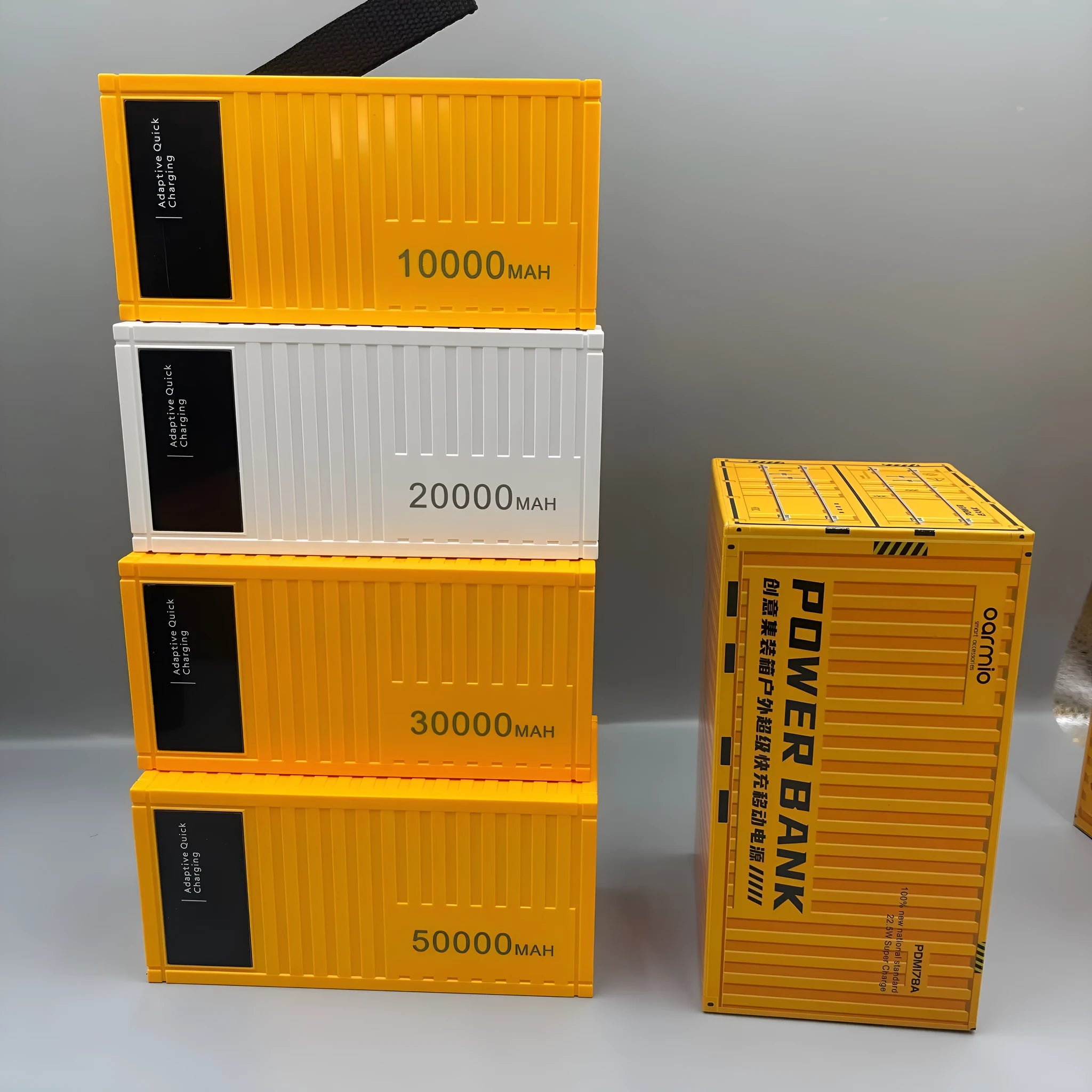 50000 mAh digital display power bank with PVC shell, industrial style, 145x70x65mm