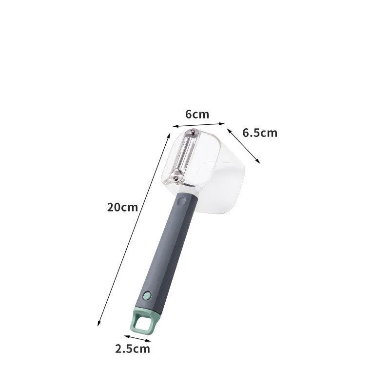 Stainless steel kitchen peeler with PP plastic handle in choice of green, grey, or red colours