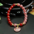 Red agate strawberry quartz bracelet with electroplated finish, drop-shaped geometric beads, retro New Chinese style