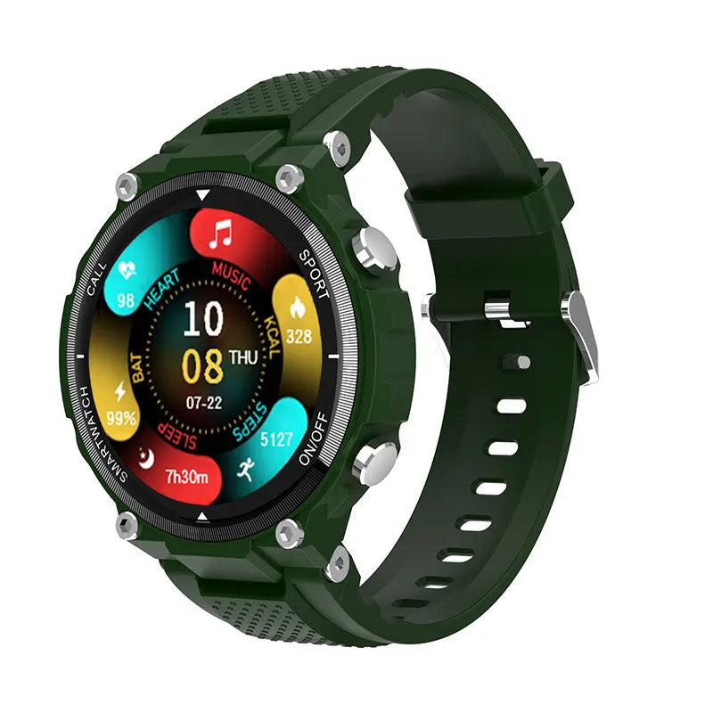 Smartwatch with 1.2 inch touch screen, TPU wristband, black or green, heart rate and sleep monitor