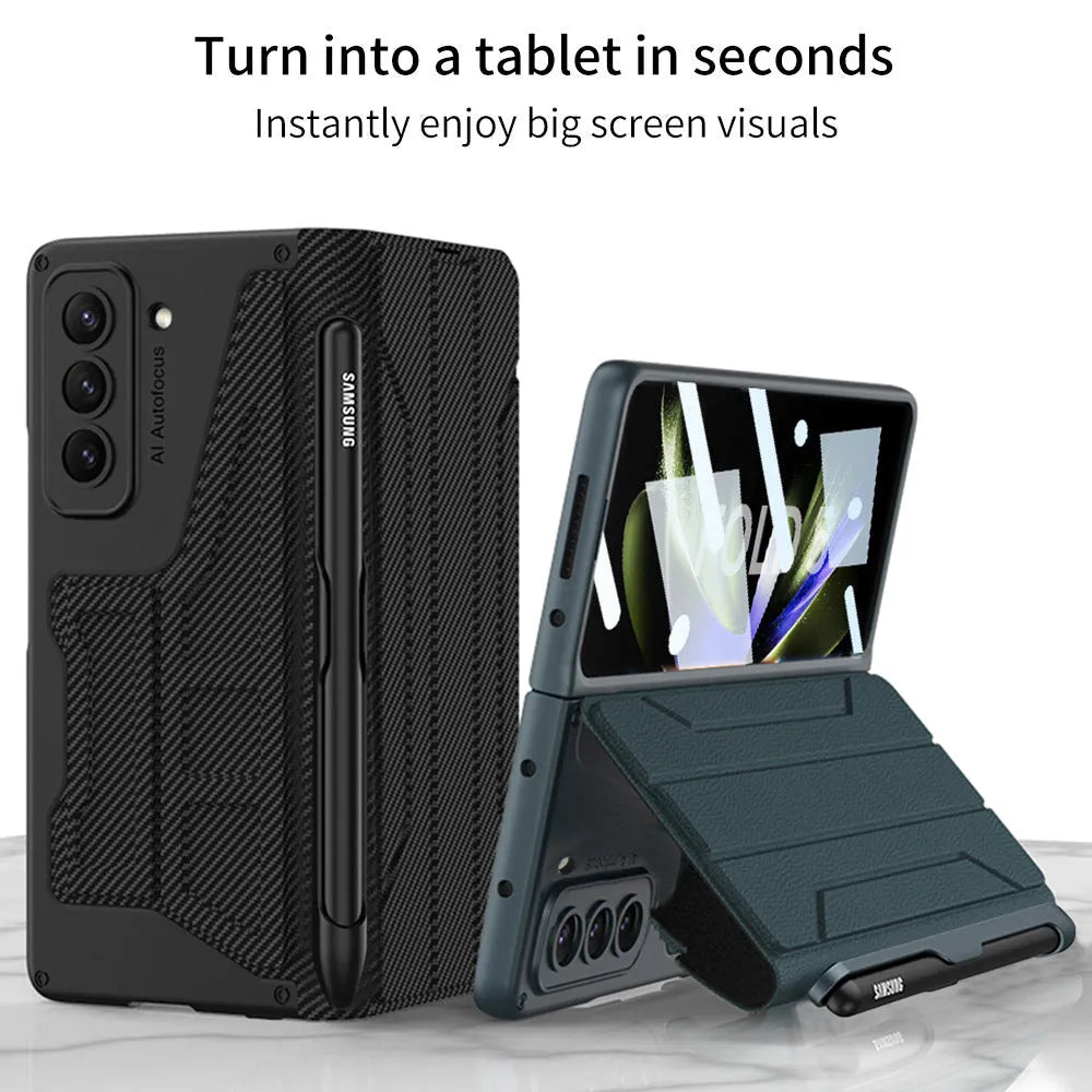 Samsung Galaxy Z Fold5 PC back cover case in Carbon Fiber Pattern with anti-fall protection