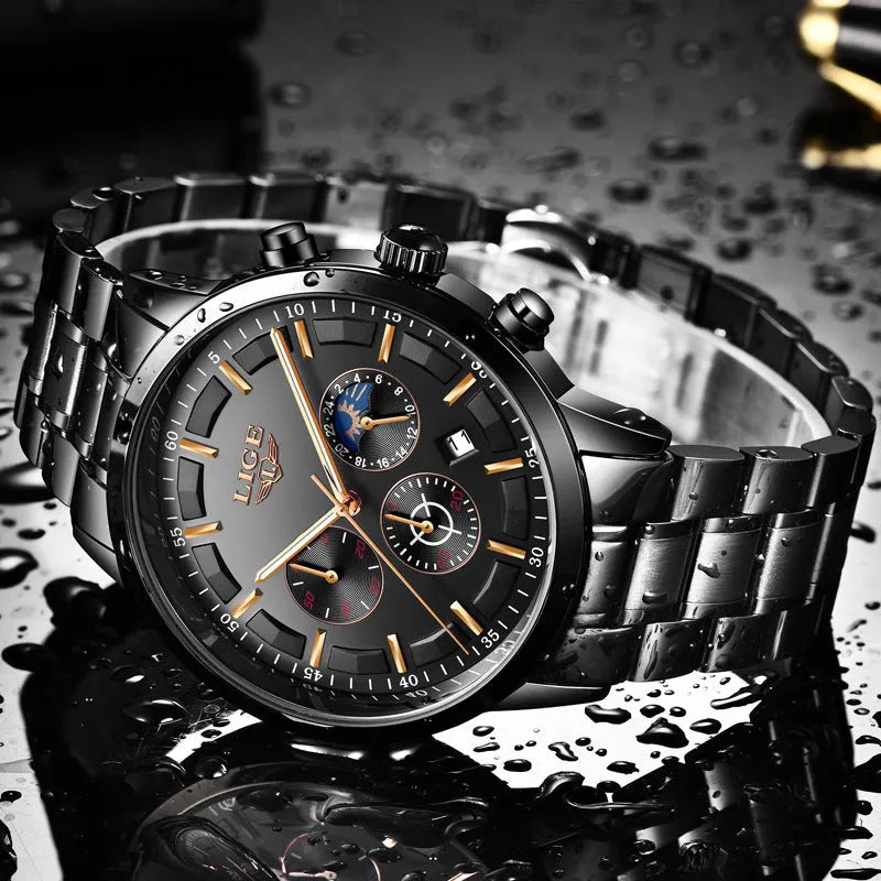 Men's waterproof quartz sports watch in business styling with four colour options