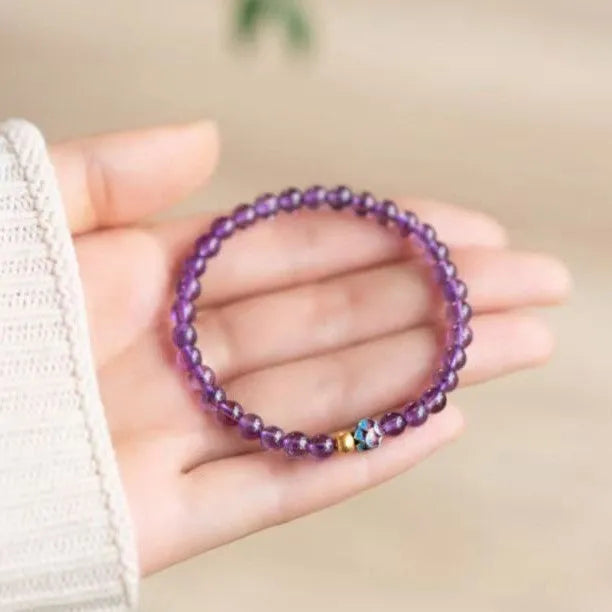 Purple lotus retro bracelet for women made from mixed materials.