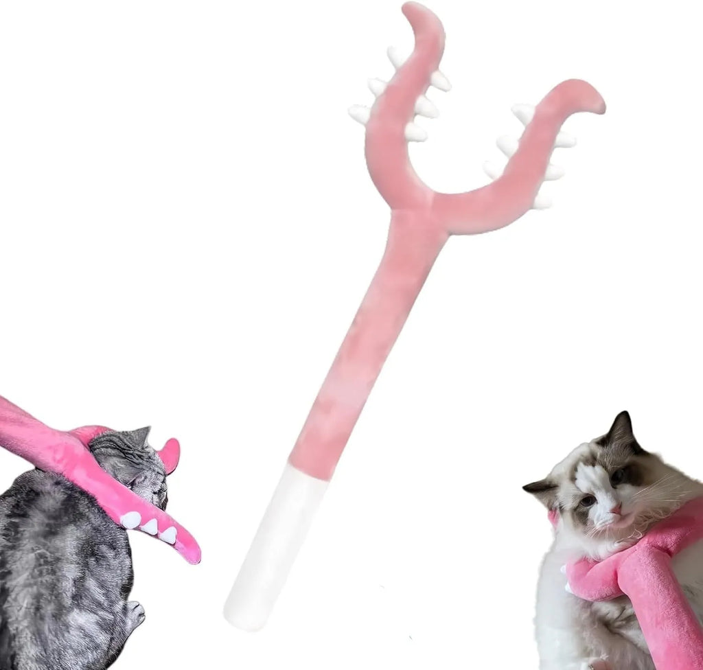 70cm blue plush cat wand toy with soft foam-filled head for interactive play