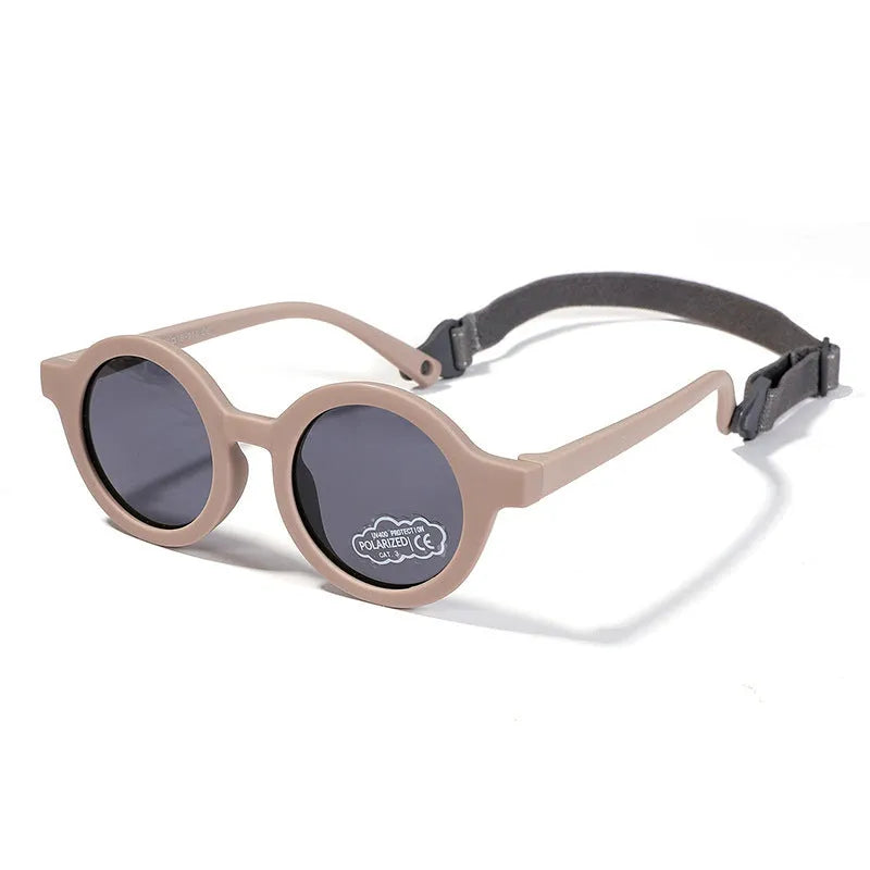 Children's round frame sunglasses with polarised TAC lenses and soft TPEE frame for ages 0-3 years
