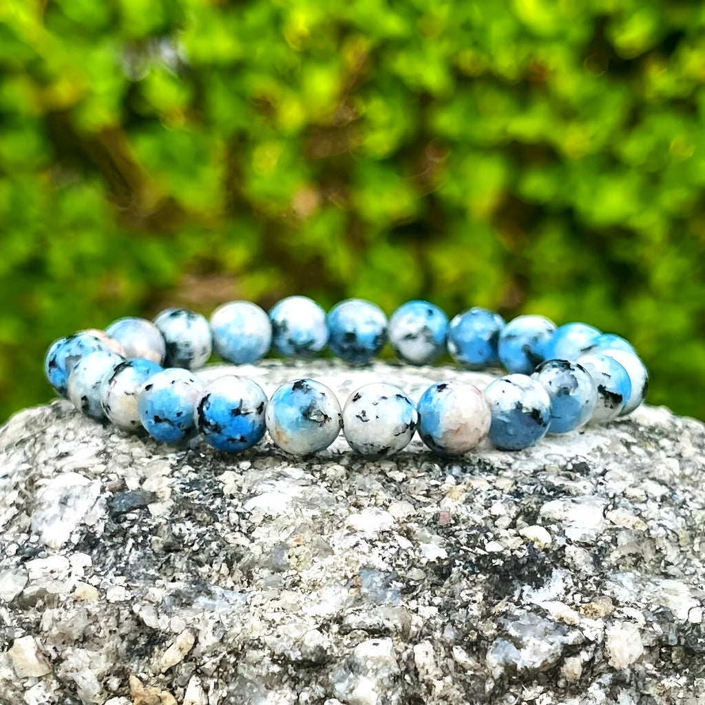 Handmade geometric K2 Azurite stone bead bracelet in new Chinese style
