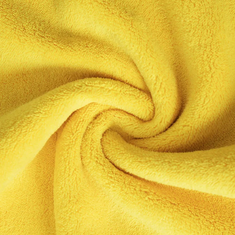 Yellow microfiber dog drying towel with hook loop, super absorbent for pets