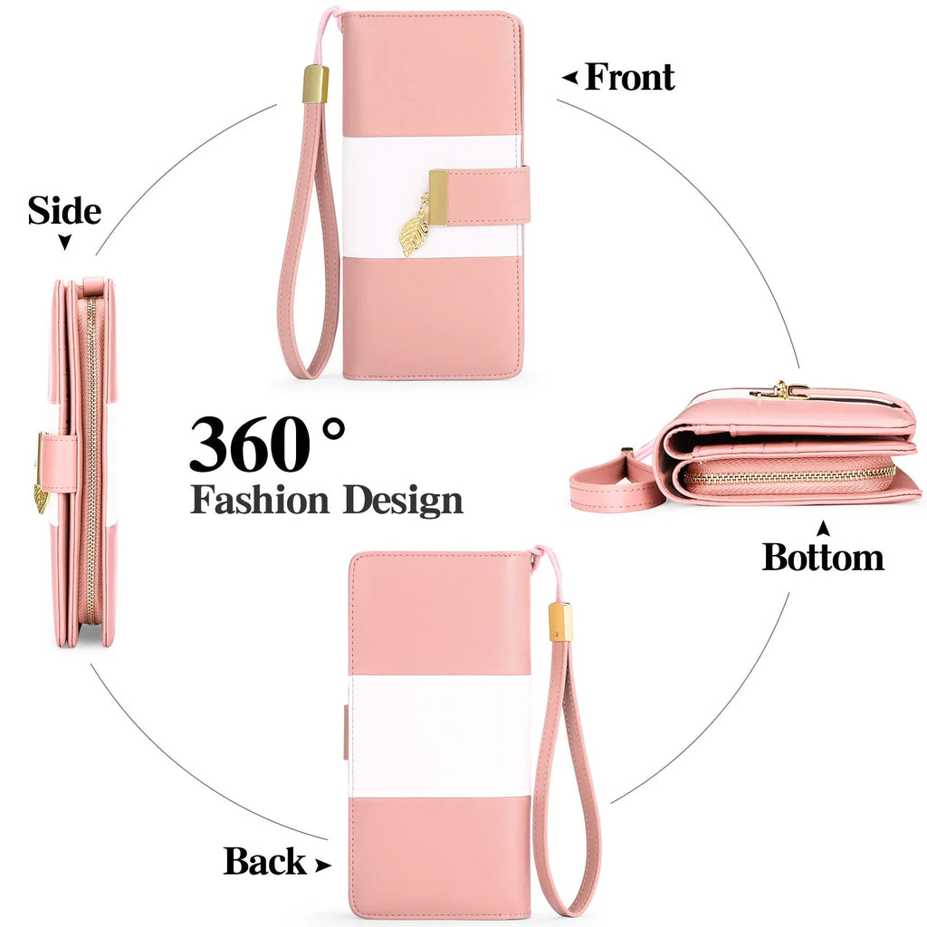 Lock-secure anti-theft PU leather clutch handbag in midnight black, showing front view.