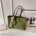 Casual large capacity shoulder bag in horizontal square shape with zippered interior compartment