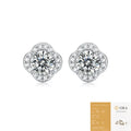 S925 silver flower earrings with two 50-point moissanite stones for women, fresh floral style