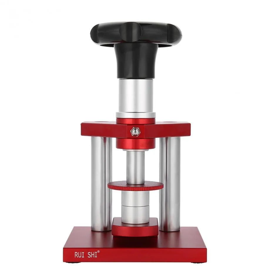 Watch spiral cap presser repair tool with set of 20 plastic moulds for back cover pressing