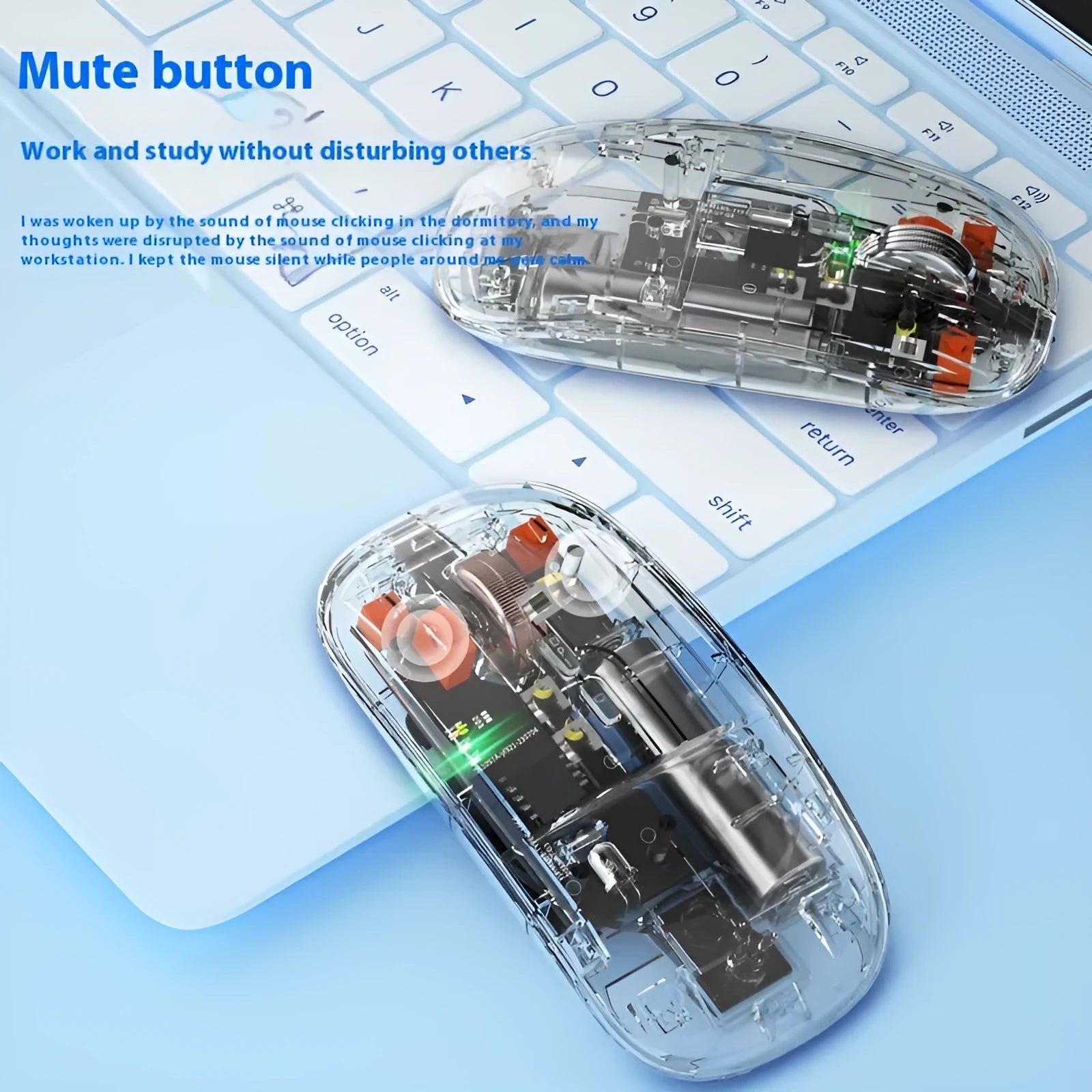 Self-charging Bluetooth mouse in silver with three-mode connection for tablet and laptop use