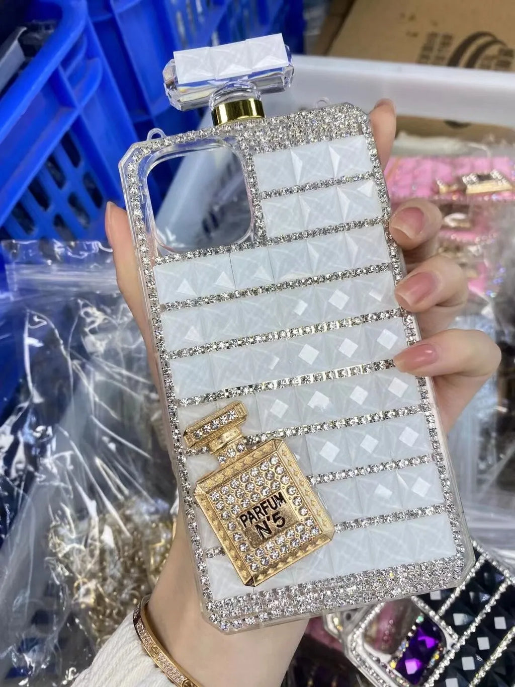 TPU phone case with rhinestones in diamond perfume colour for iPhone 14 Pro Max