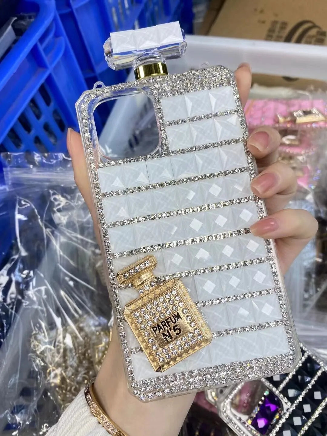 TPU phone case with rhinestones in diamond perfume colour for iPhone 14 Pro Max