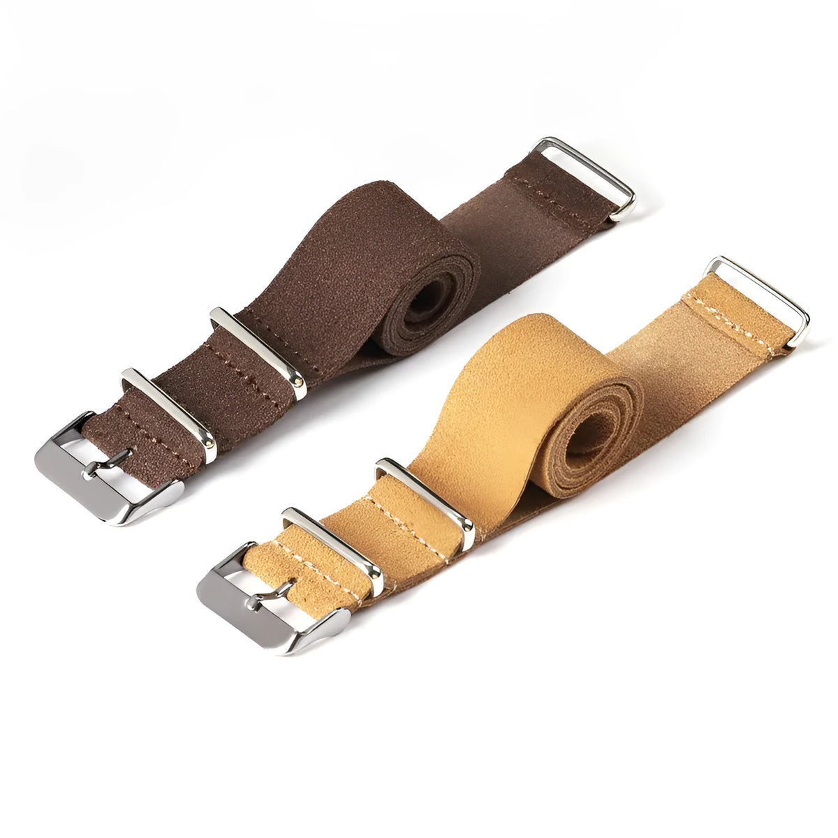 Genuine leather velvet artistic style watch strap in black, 20mm width, with retro texture