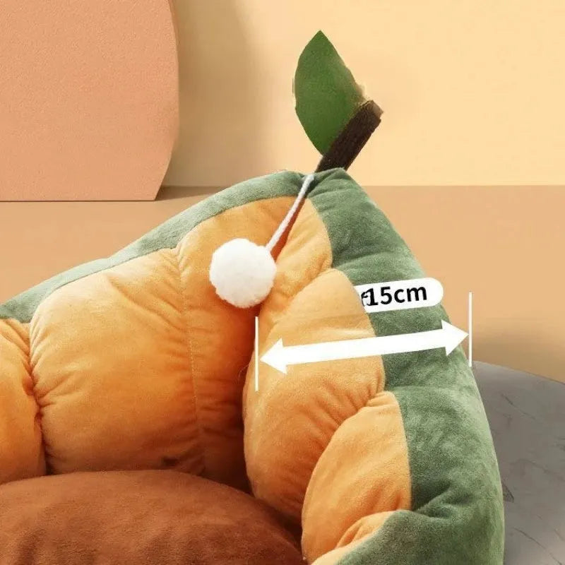 Soft cotton pet bed for cats and dogs with removable cushion in coffee colour