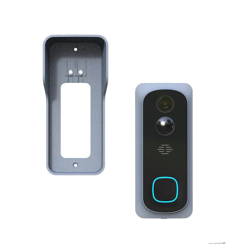 RSH-C600 grey smart WiFi doorbell camera with HD lens and USB power cable for home security