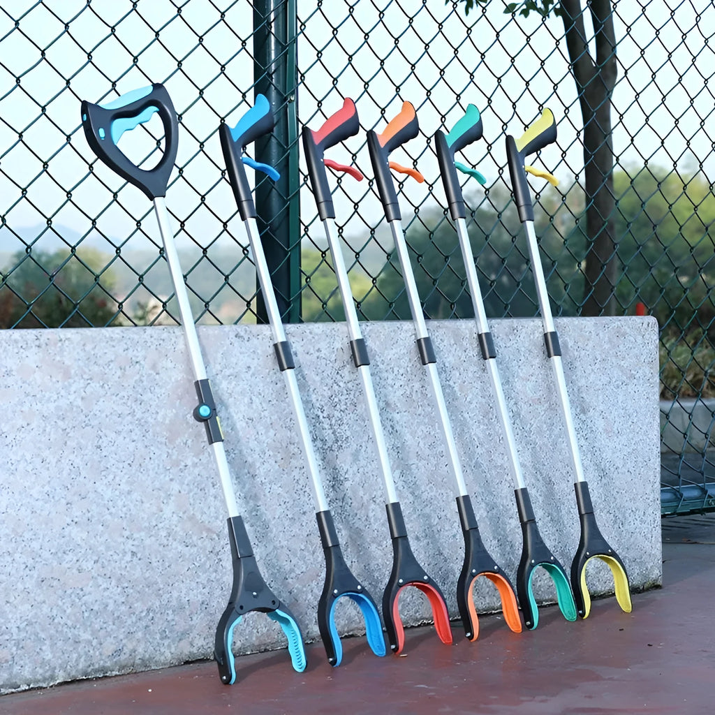 Folding art sewer pliers in multiple colours including blue, green, orange, red, yellow, and blue lighting variant
