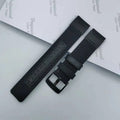 Canvas Oxford cloth watch strap in Army Green, showing textured fabric and metal buckle.