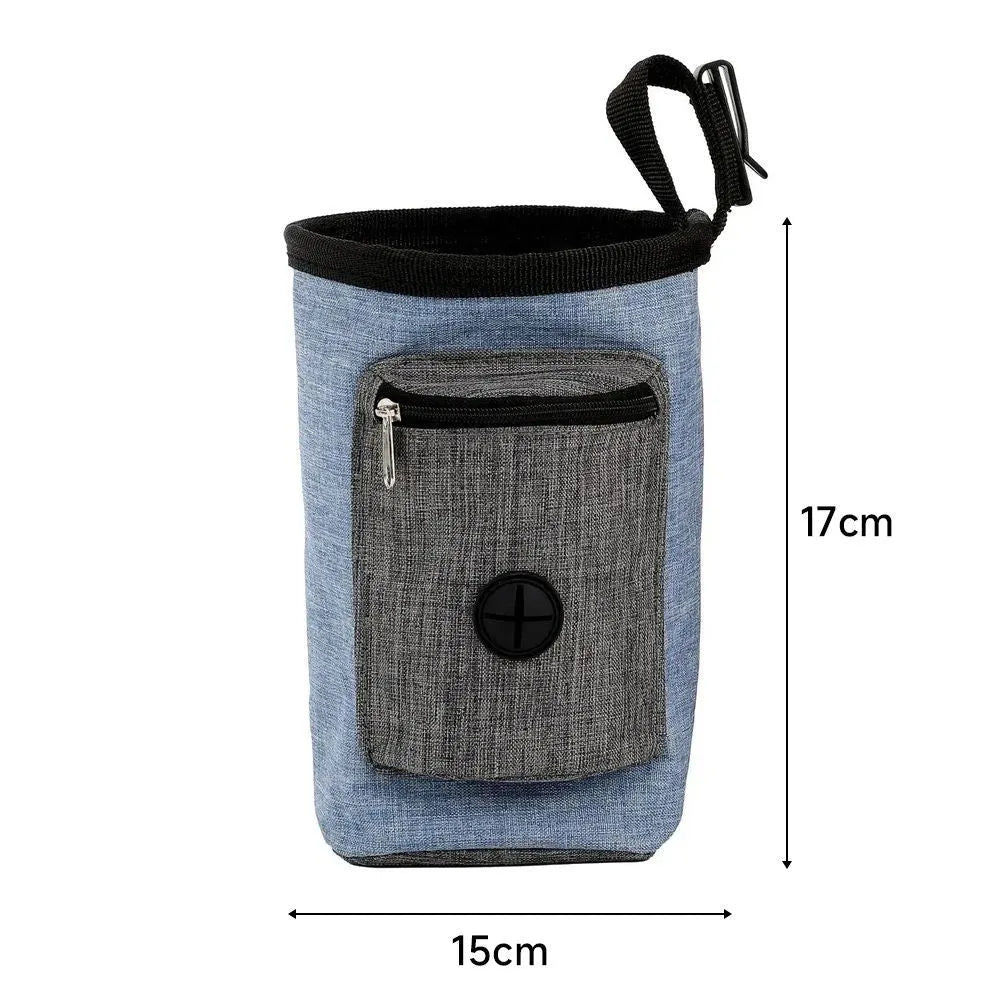 Portable pet training waist bag with waterproof cloth and plastic belt clip in multiple colour options