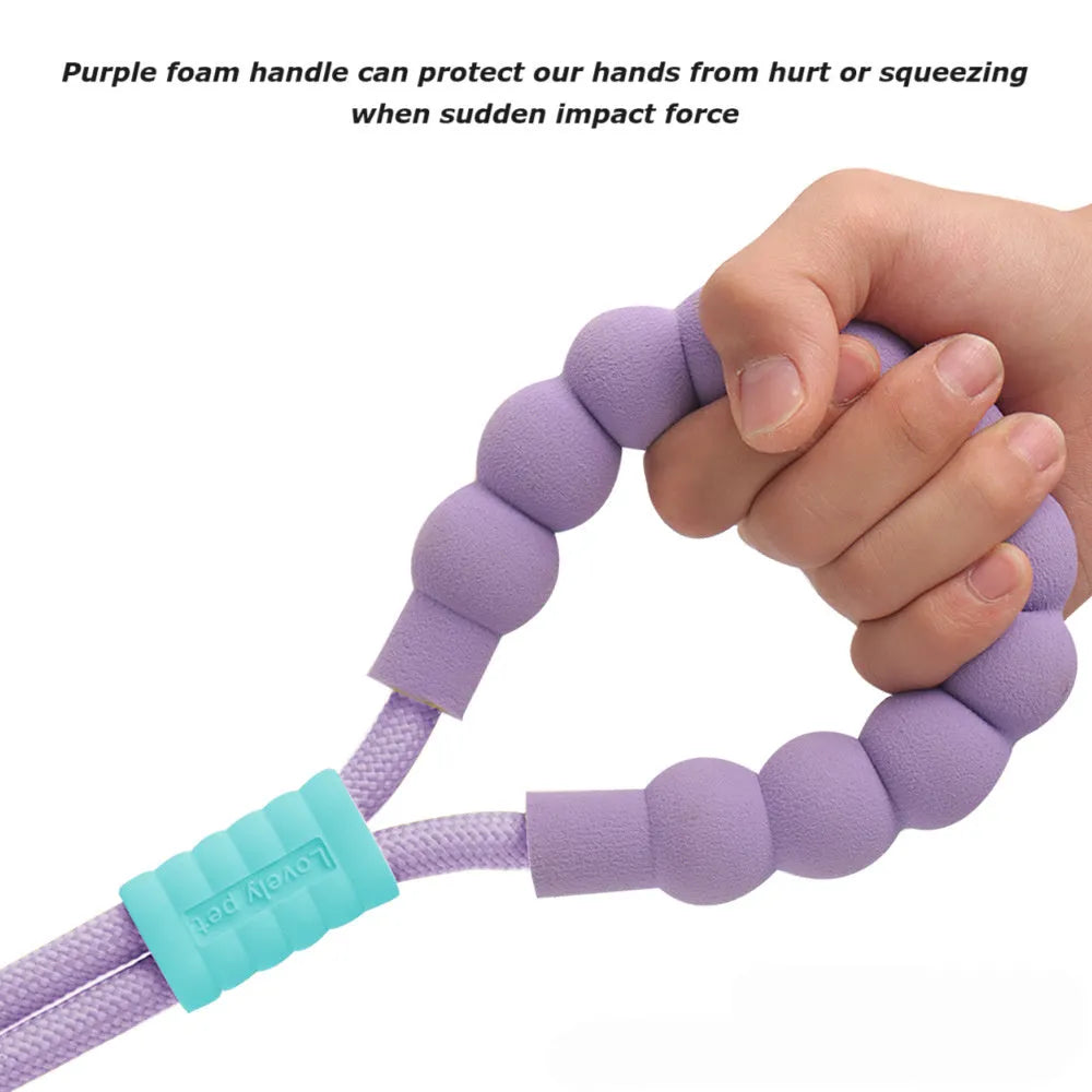 140 cm nylon dog leash with foam anti-slip handle in four colour options