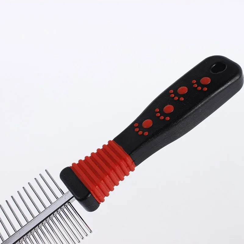 Pet open knot double row density comb with stainless steel needles for dog grooming and massage