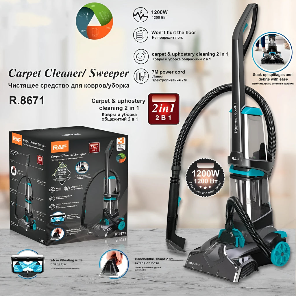 R8671 coloured household sweeper with mopping and washing functions and 1200W motor