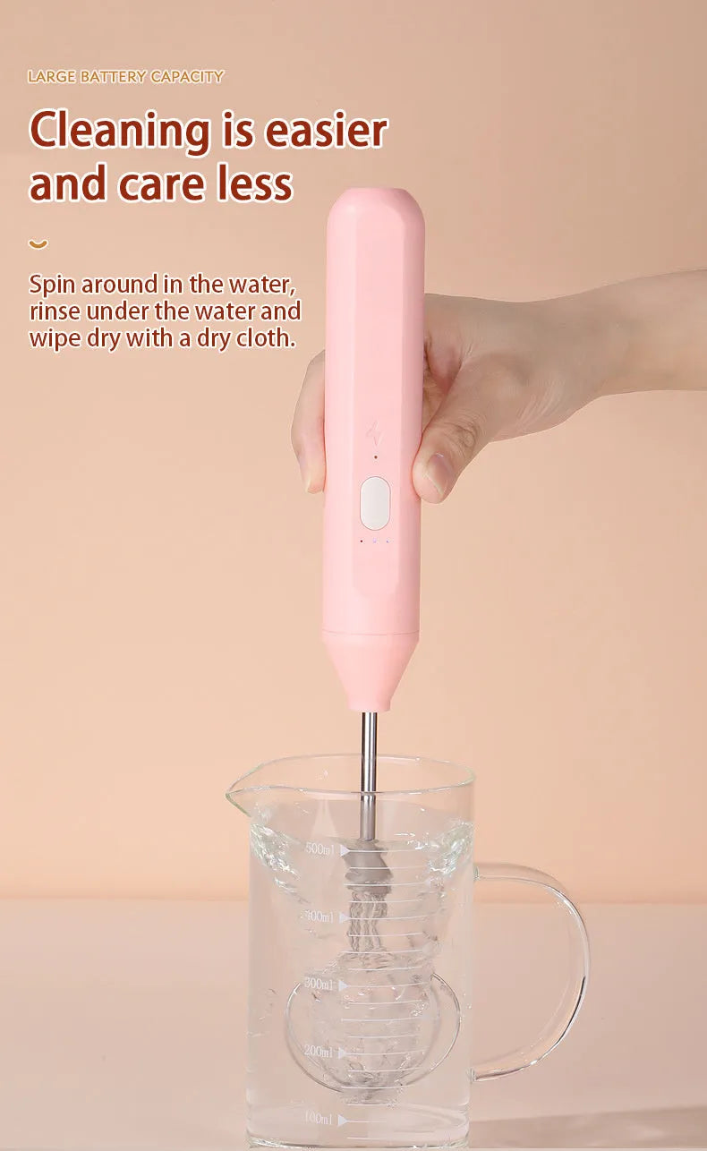 Hand-held electric whisk in Black for household baking with small straight handle wireless design
