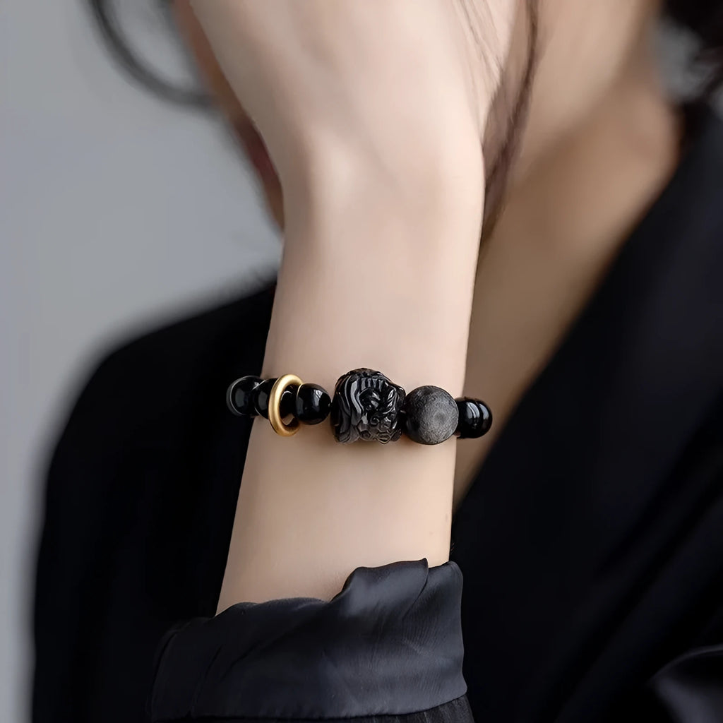 Olive green resin fashion bracelet with adjustable sizing on neutral background