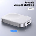 Compact black and white three-in-one magnetic wireless charger with foldable design